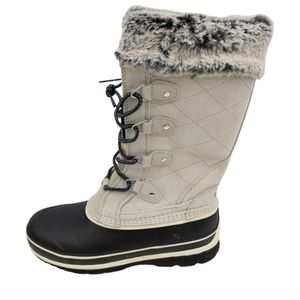 Khombu Gray & Black Emily Faux Fur Collar Winter Snow Boots Duck Boots 9